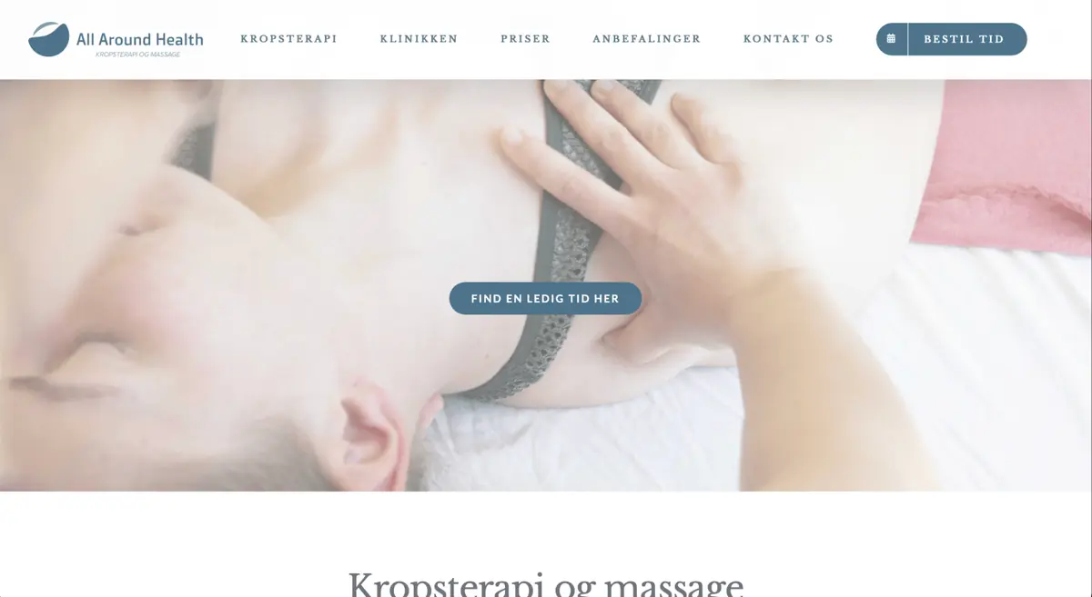 Skærmbillede af hjemmesiden for All Around Health