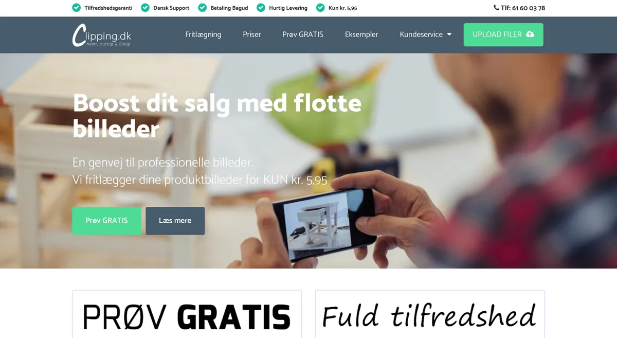 Skærmbillede af hjemmesiden for Clipping.dk