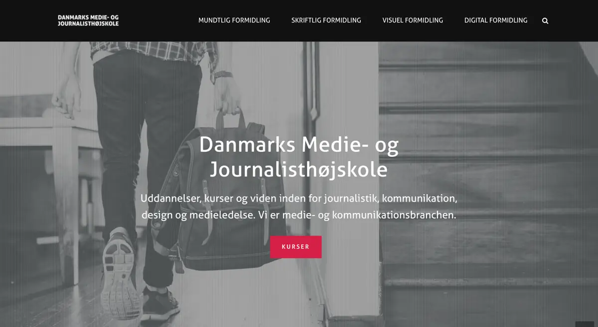 Skærmbillede af hjemmesiden for DMJX