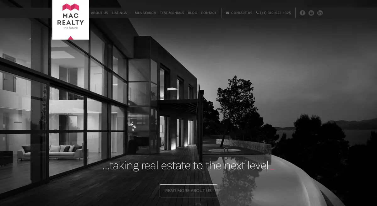 Skærmbillede af hjemmesiden for MAC Realty